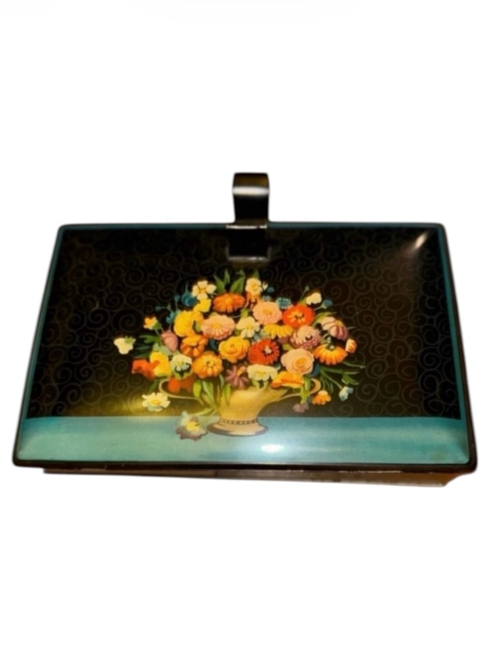 Vintage MCM Decoware 1950s Floral Metal “Silent Butler”
